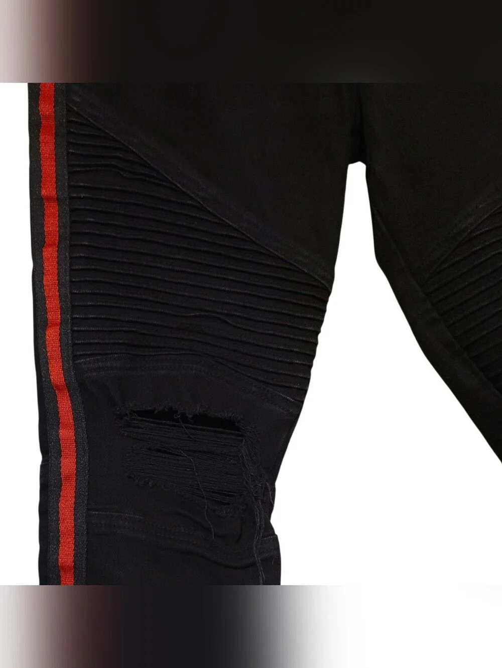 PacSun Stacked Skinny Jeans Black & Red Biker Comfort Stretch (Measures 34x34)